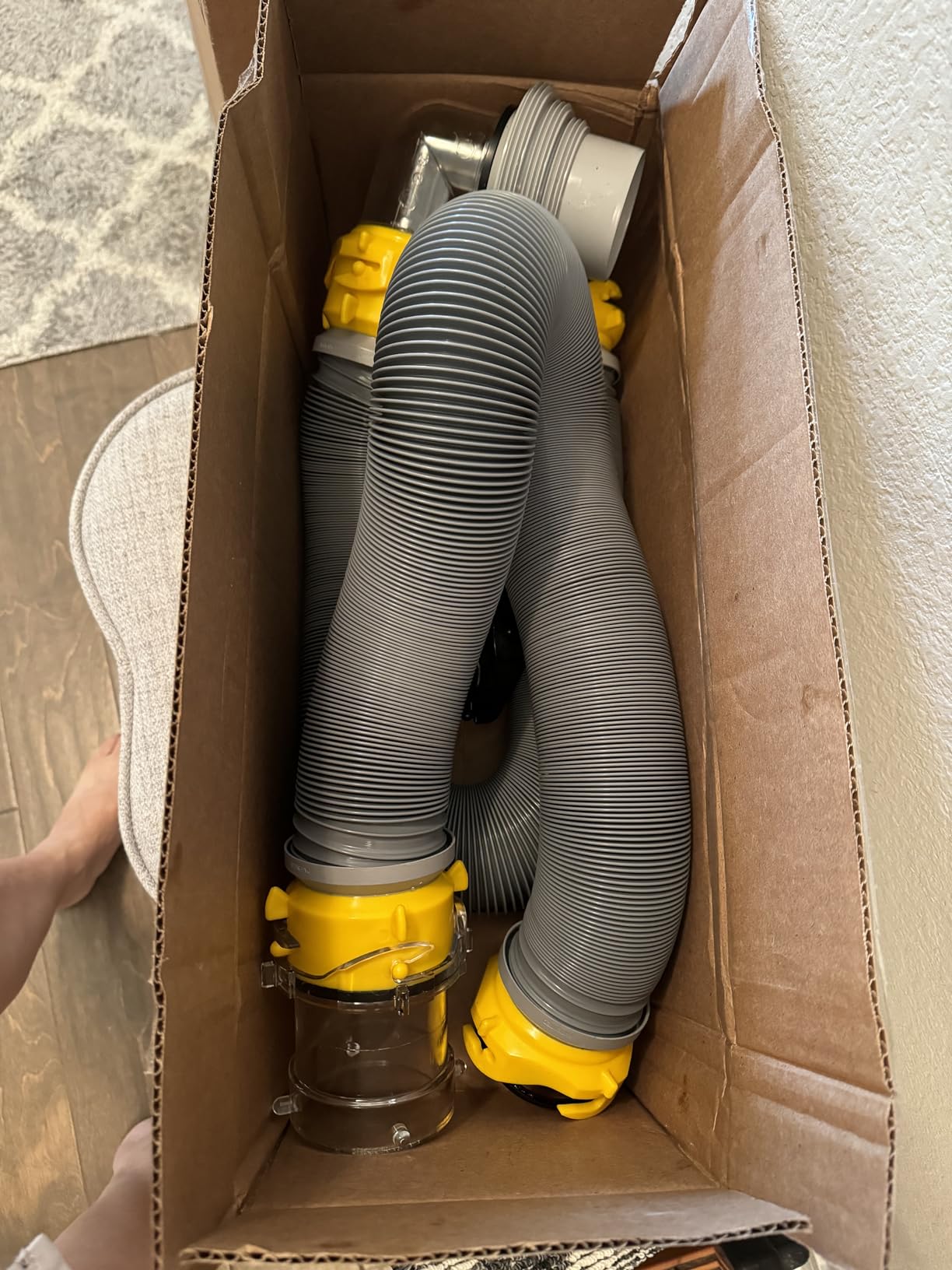 Camco Deluxe 20ft Sewer Hose Kit - Includes Features Pre-Attached Swivel Fittings & Includes Clear RV Sewer Elbow, (2) Heavy Duty 10ft Sewer Hoses, (2) Storage Caps, & Bonus Clear Extender - 39658 customer photo 1