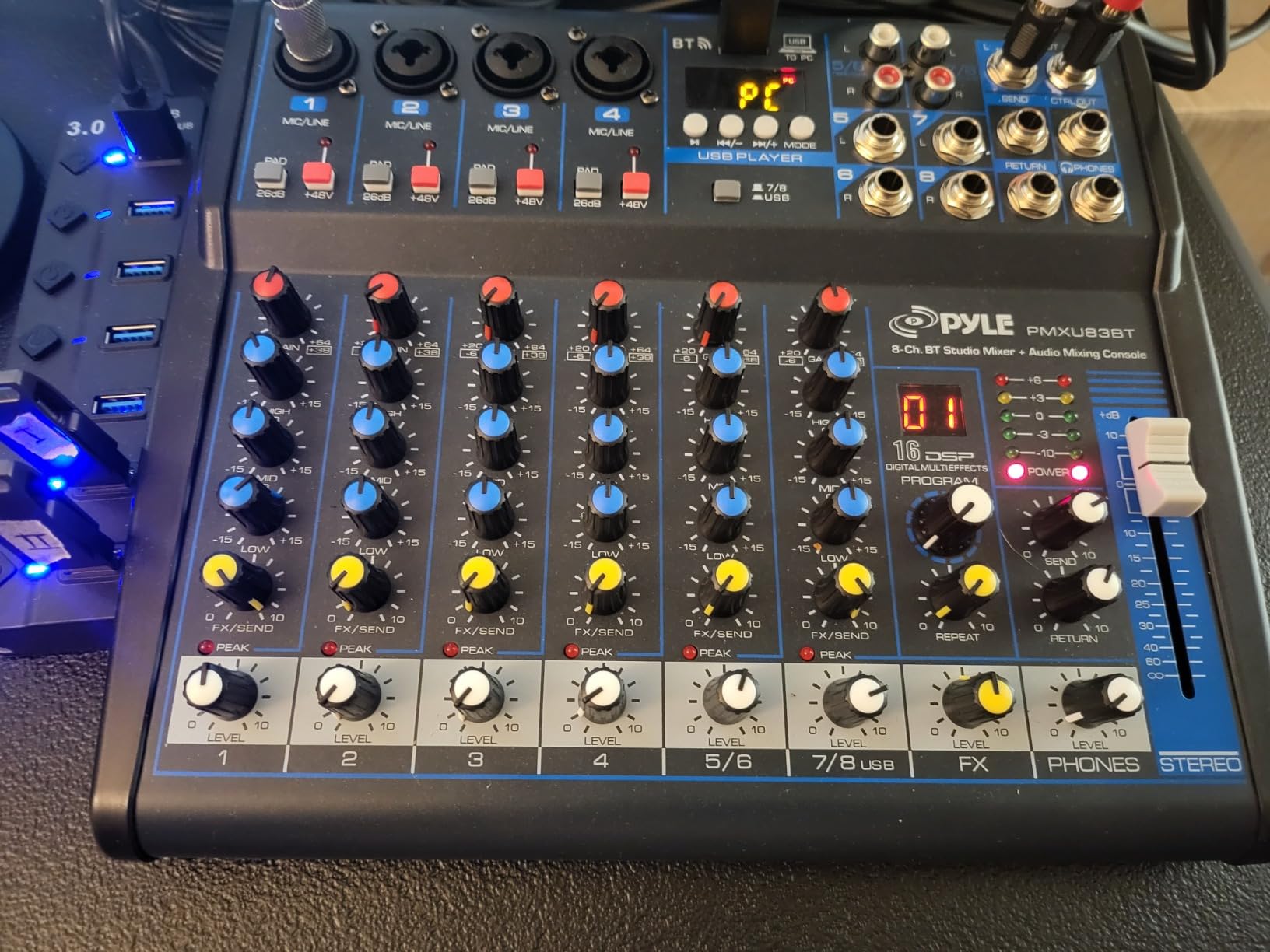 Pyle 8 Channel DJ Audio Mixer, Bluetooth, DSP FX, USB, Audio Interface customer photo 2