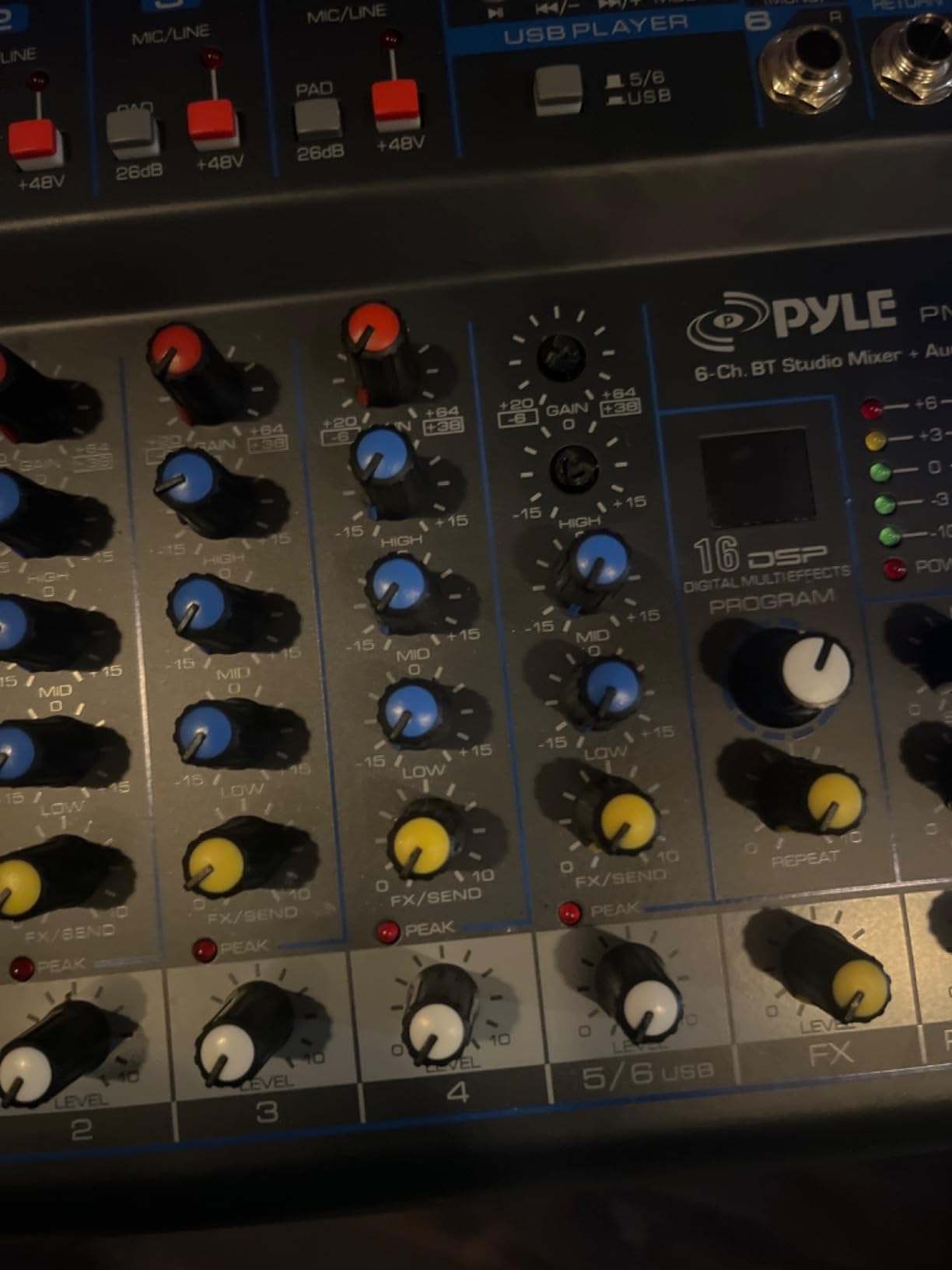 Pyle Professional 6 Channel Audio Mixer with Bluetooth - DJ Sound Board - USB Computer Input - Built-in MP3 Player - 48V Phantom Power - 3 Band EQ - 16-Bit DSP FX - Band, Studio Ready - PMXU63BT customer photo 2