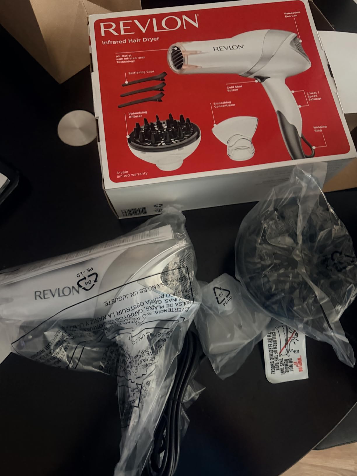 REVLON Infrared Ionic Hair Dryer with Diffuser & Concentrator, White customer photo 2