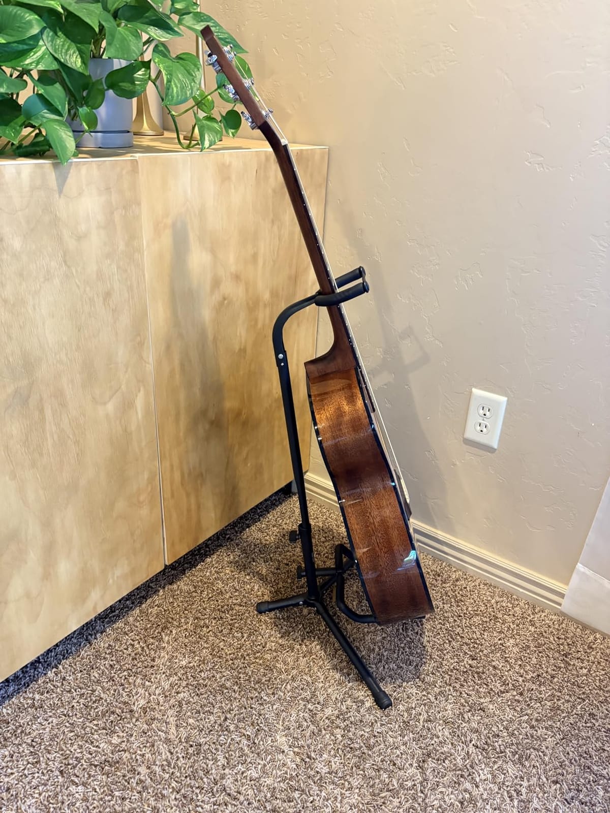 GLEAM Guitar Stand - Adjustable Fit Electric, Classical Guitars and Bass, Load Capacity 20LB, Accessories, Folding Type Black (CG-4) customer photo 1