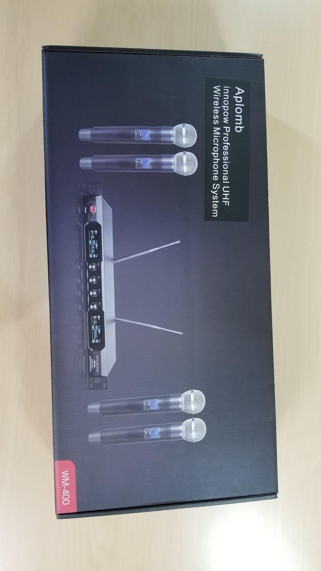 innopow 4-Channel Wireless Microphone System, Quad UHF Metal Cordless Mic, 4 Handheld Mics, Long Distance150-200Ft, Fixed Frequency, 16 Hours Use for Karaoke Singing, Church customer photo 1