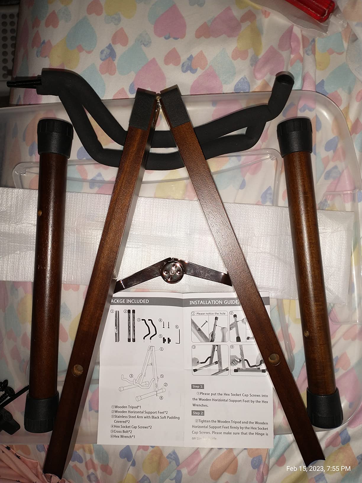 SNIGJAT Guitar Stand, Folding Wood Acoustic Guitar Stand with Padding Zebra customer photo 2