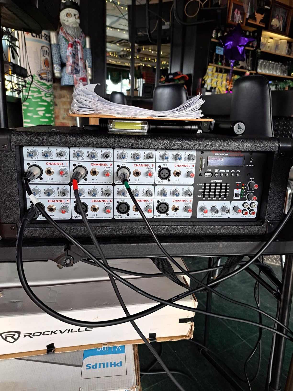Rockville RPG2X12 PA Speaker System - Dual 12 Inch Powered Speakers, 8-Channel Mixer with Bluetooth, Adjustable Stands, 2 Wired Microphones, Cables customer photo 2