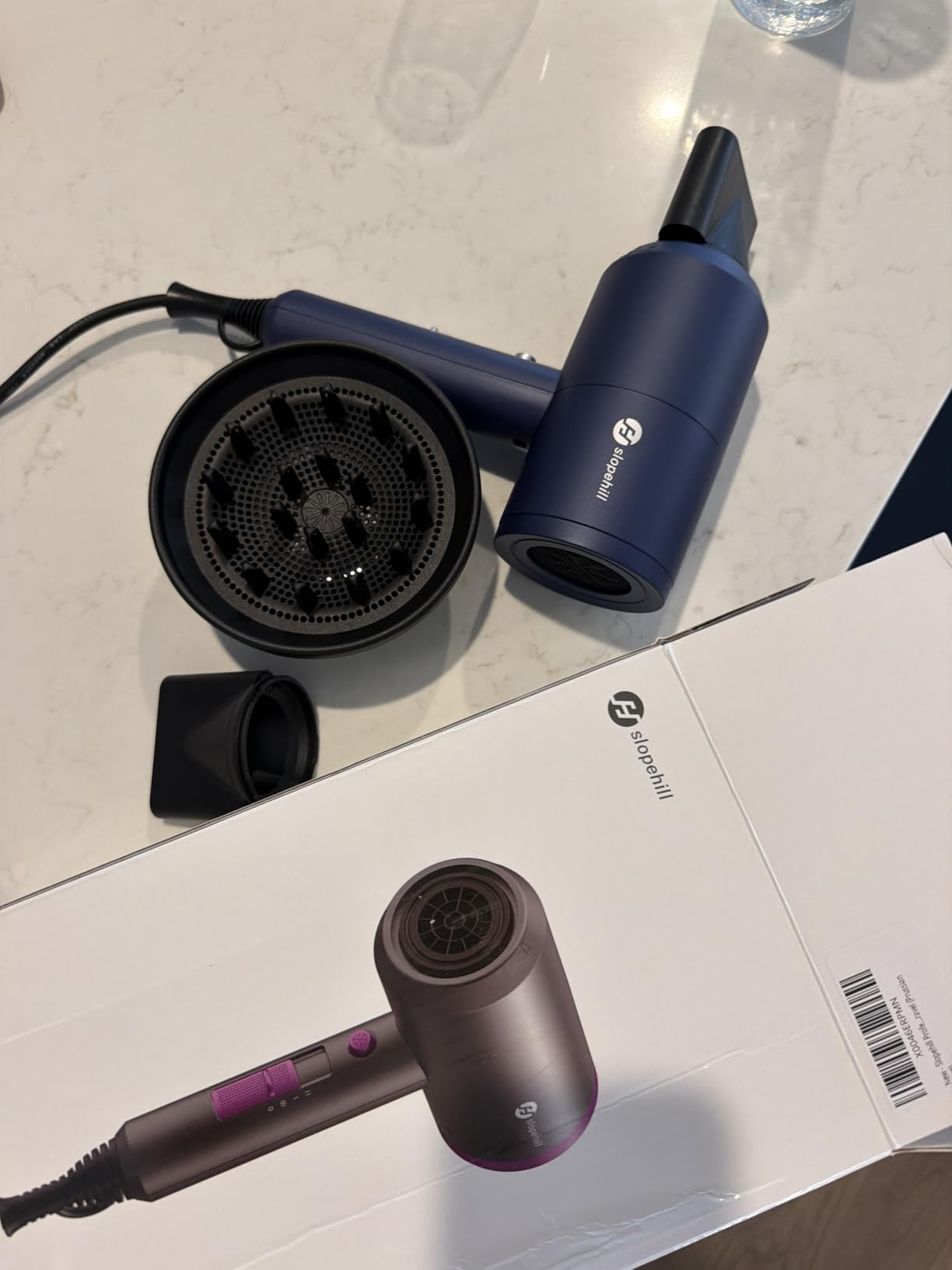 slopehill Professional Ionic Hair Dryer, Powerful 1800W Fast Drying Low Noise Blow Dryer with 2 Concentrator Nozzle 1 Diffuser Attachments for Home Salon Travel customer photo 1