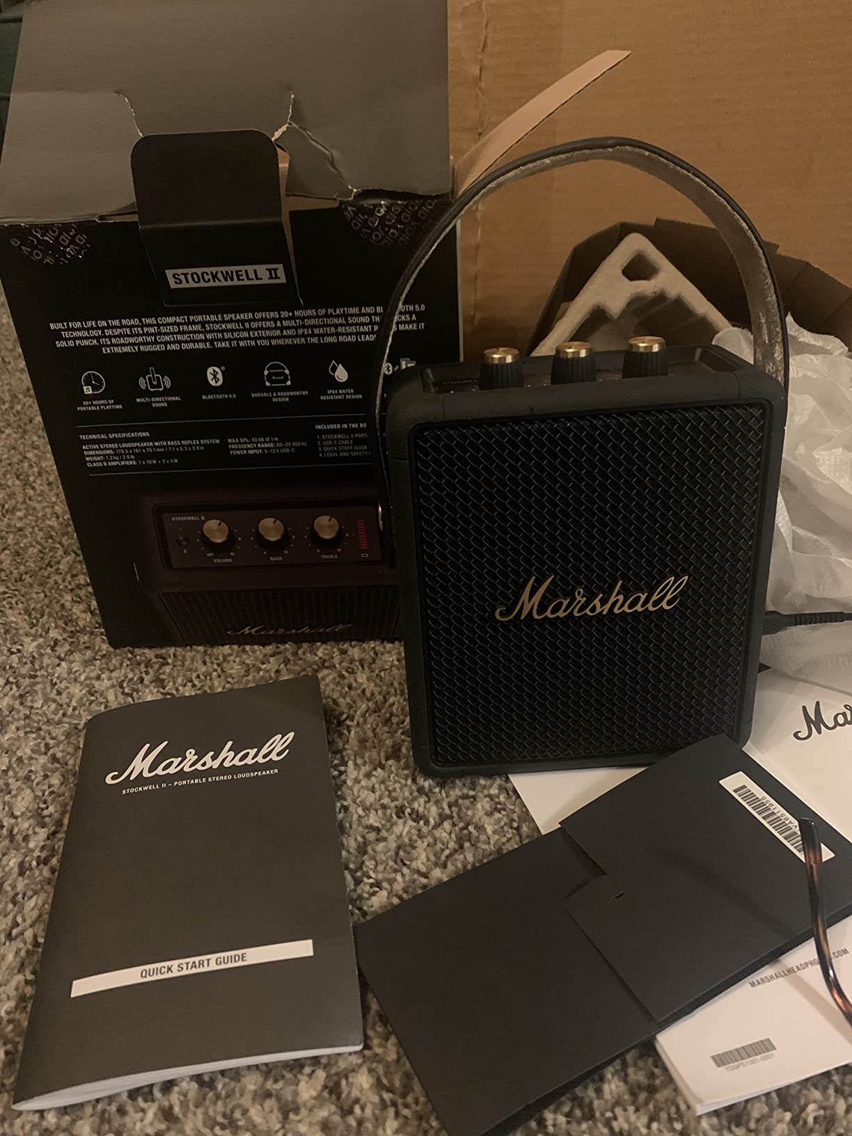 Marshall Stockwell II Portable Bluetooth Speaker - Black and Brass customer photo 2
