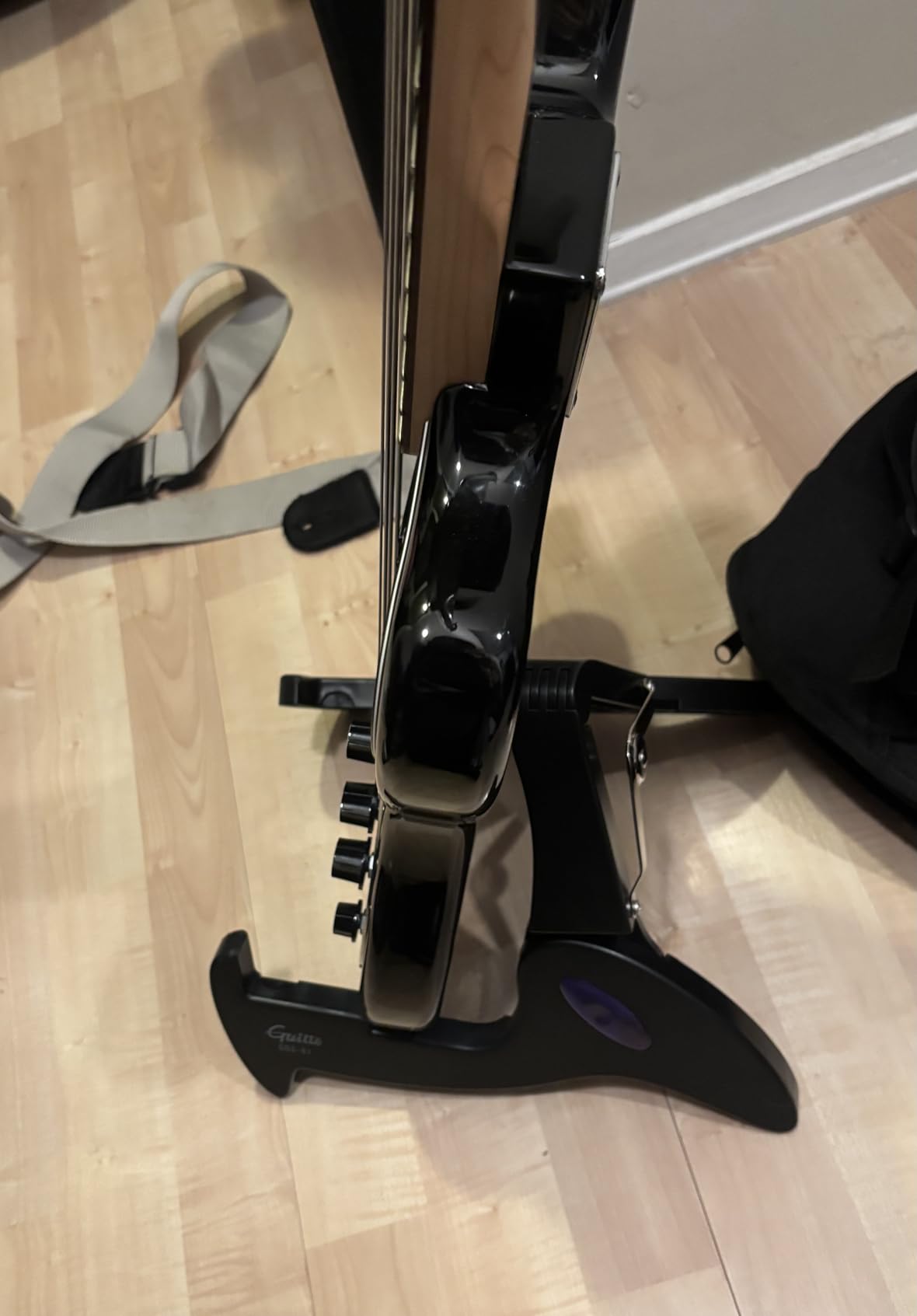 GUITTO Guitar Stand Tripod Adjustable Classic A-Frame Stand Universal for Acoustic and Bass Electric Guitars Folding Floor Travel Stand Small Single Holder (GGS-01) customer photo 2