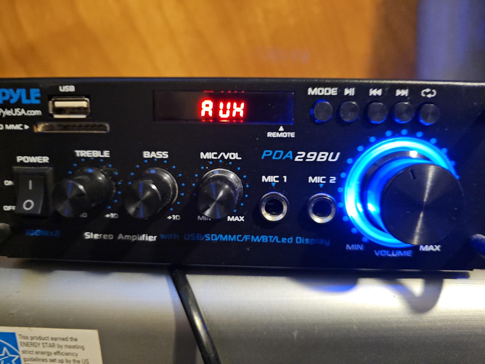 Pyle 200W Wireless Bluetooth Stereo Power Amplifier - 2-Channel Audio Receiver with RCA - USB - SD - MIC IN - FM Radio - Remote Control - AUX Input for Home Theater & Studio Use - PDA29BU.6 customer photo 1