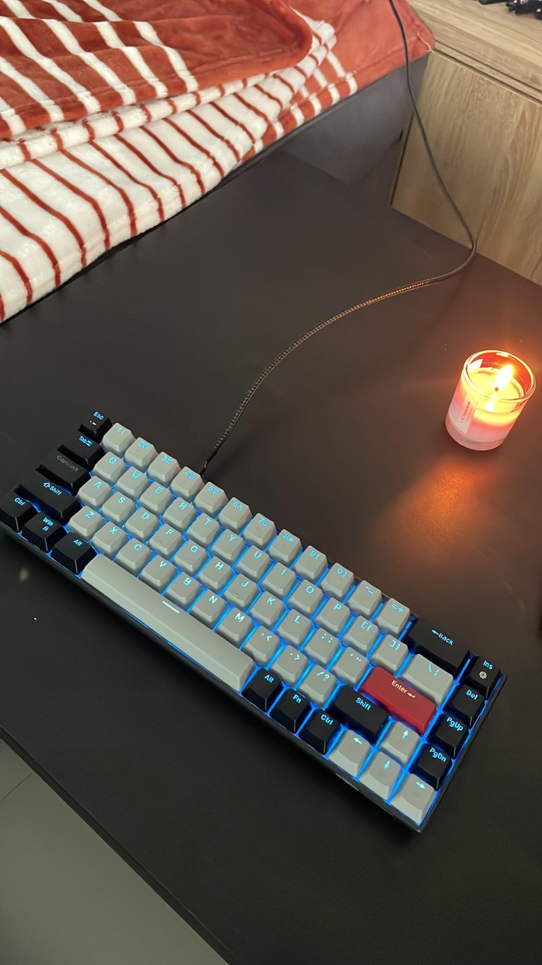 MageGee Portable 60% Mechanical Gaming Keyboard, MK-Box LED Backlit Compact 68 Keys Mini Wired Office Keyboard with Blue Switch for Windows Laptop PC Mac - Grey/Black customer photo 1