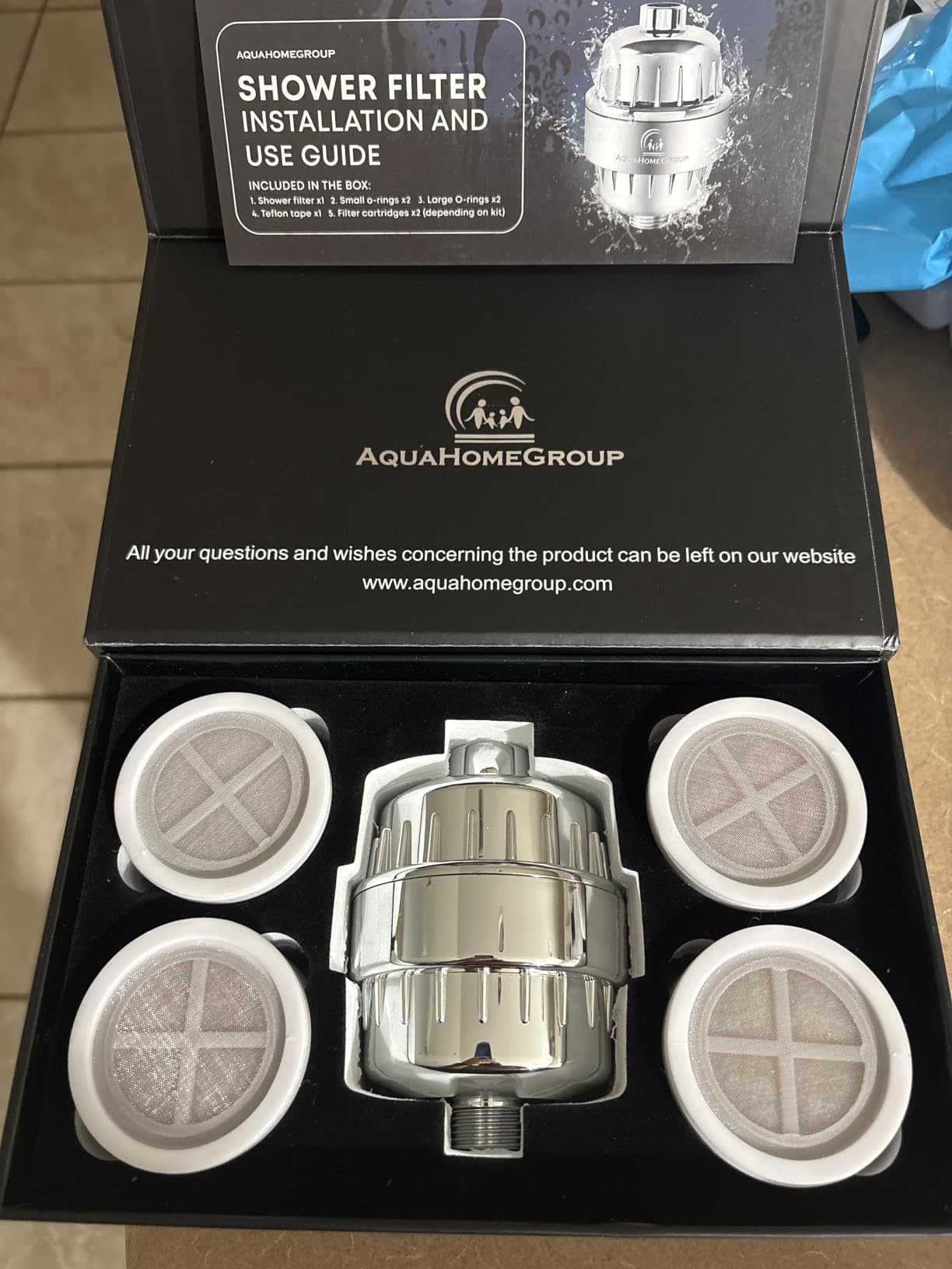 AquaHomeGroup Shower Head Filter — 20-Stage + 5 Replacement Cartridges — Reduces Chlorine and Other Chemicals — Vitamin C, E & A Shower Filter for Healthier Skin & Hair customer photo 2