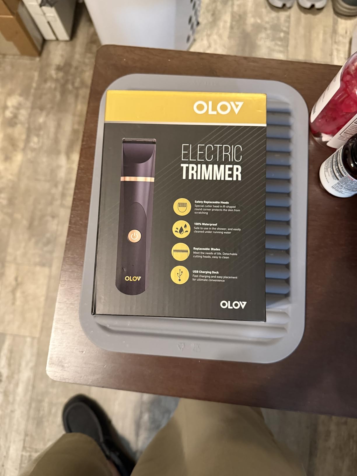 OLOV Electric Body Hair Trimmer - Groin Trimmer for Men - Bikini Trimmer Women - Wet/Dry Shaver Groomer, Replaceable Ceramic Blade Heads, USB Recharge Dock, Waterproof Hygiene Razor,Black customer photo 1