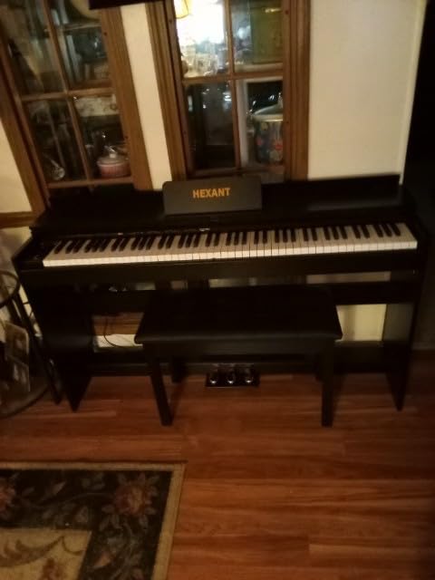 HEXANT 88-Key Weighted Digital Piano, Full-Size Semi-Weighted Upright Flip Electric Keyboard Piano with 3 Pedal and Multi-Functional Keyboard for Beginner(with Bench,Black) customer photo 1