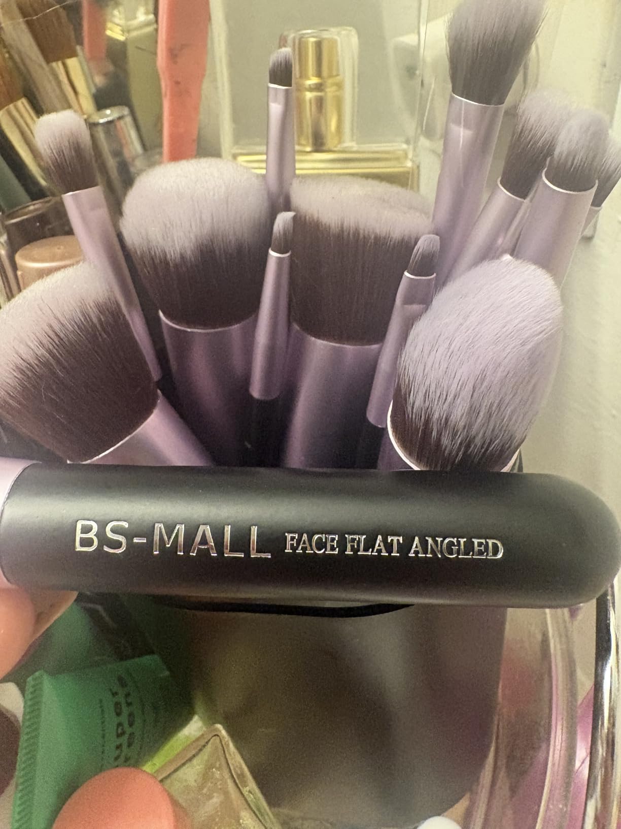 BS-MALL Makeup Brushes Premium Synthetic Foundation Powder Concealers Eye Shadows 14 Pcs Purple for Makeup Beginner or Professional with Travel Case customer photo 2