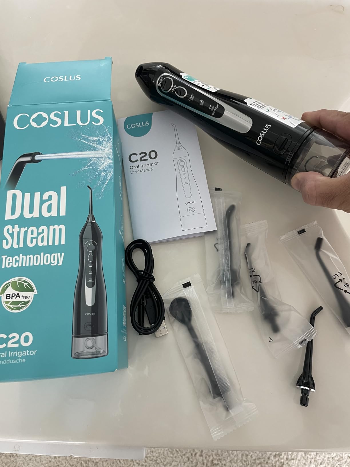 COSLUS ADA Accepted C20 Water Dental Flosser Pick, Professional Set Black customer photo 1