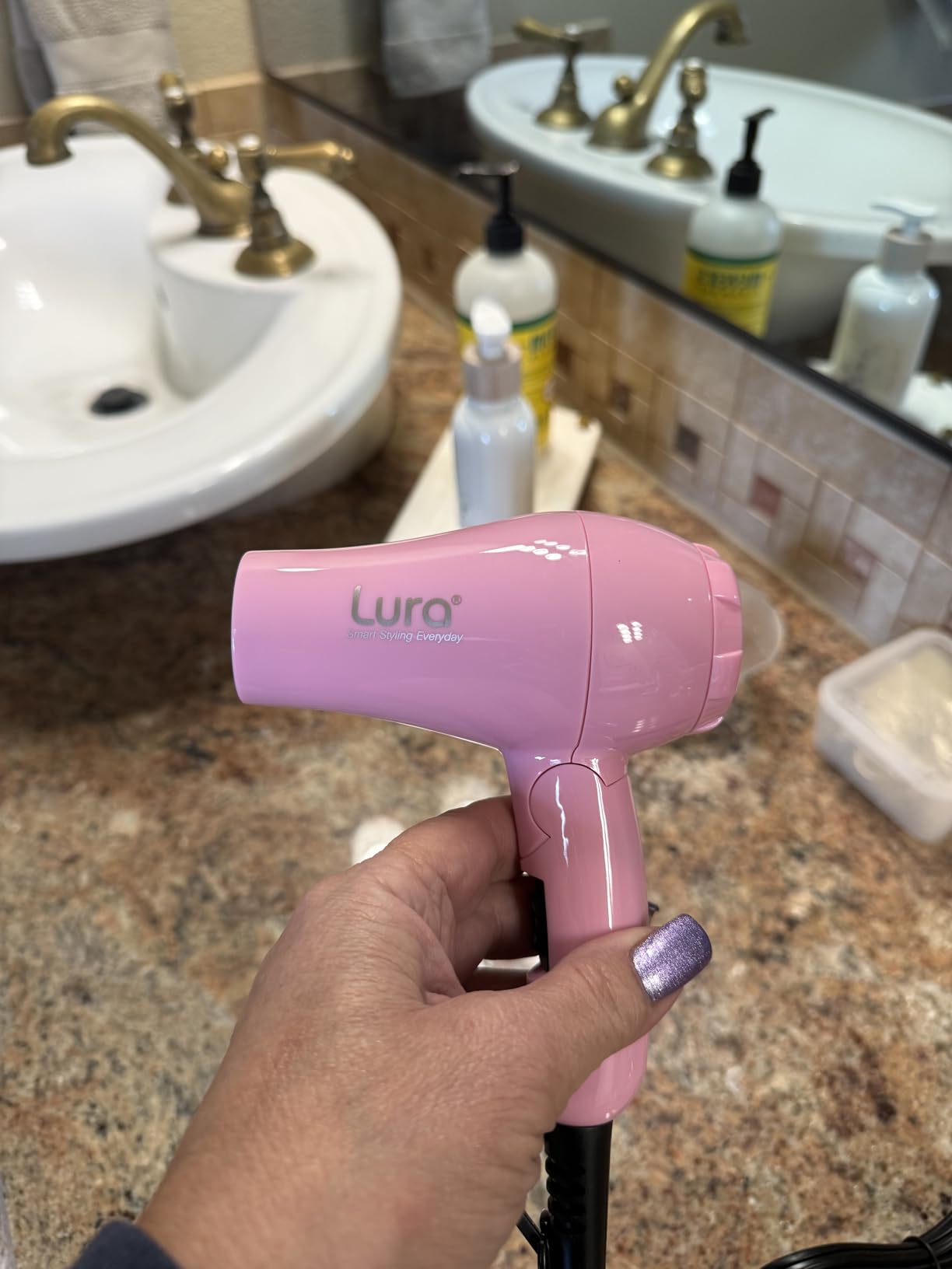Foldable Travel Hair Dreyr Mini:Dual Voltage Small Lightweight Blow Dryer for International Travel,1200w Compact Hairdryer with Concentrator and Travel Bag(Light Pink) customer photo 1