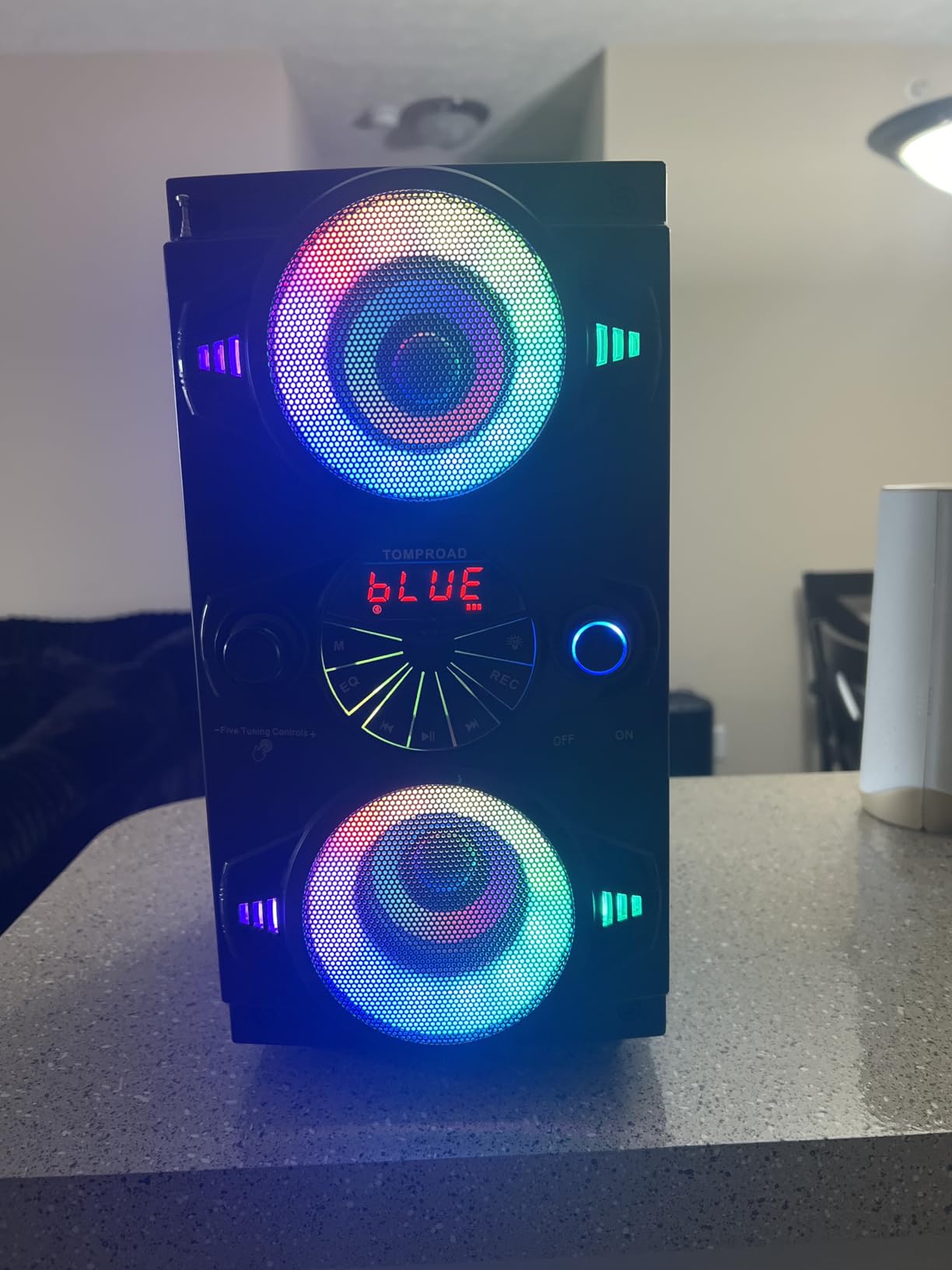 Bluetooth Speakers, 60W Portable Wireless Loud Outdoor Home Party Bluetooth Speaker with Subwoofer, FM Radio, LED Colorful Lights, Microphone, Remote and Big Powerful Stereo Deep Bass Sound Boombox customer photo 1