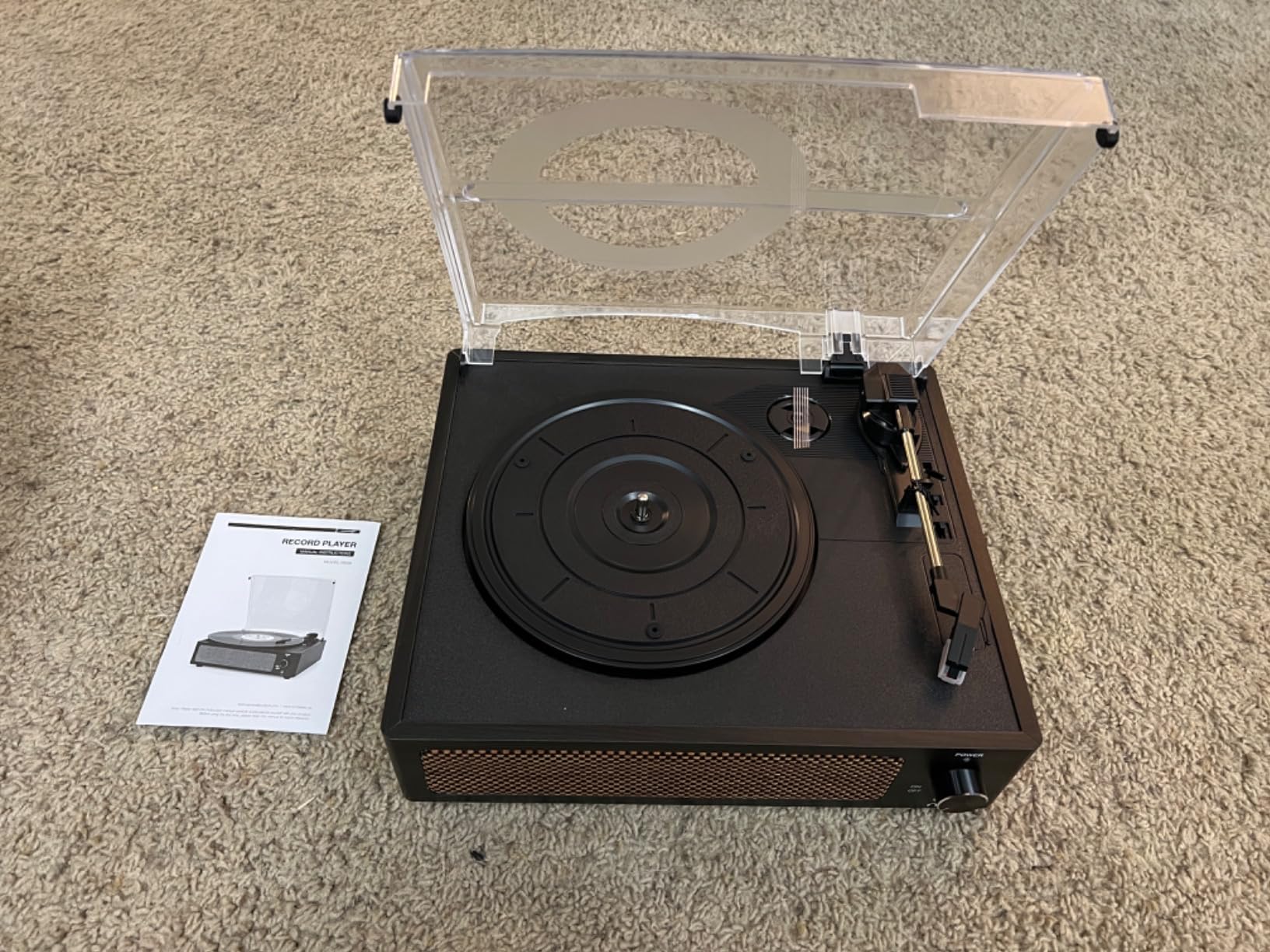 Vinyl Record Player Vintage Turntable with Speakers,Retro Black customer photo 2