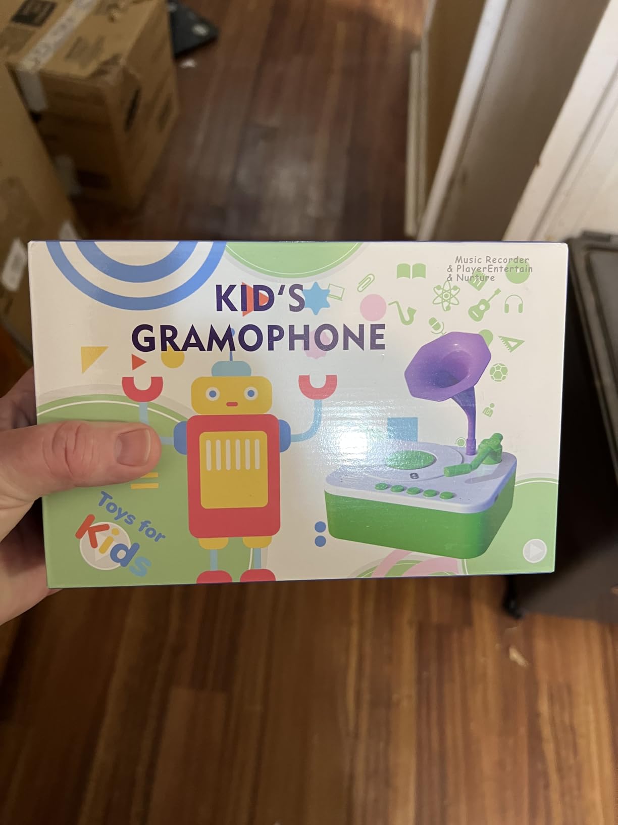 Children Gramophone Musical Toys - Player Audio Books for Kids, 99 Cards Stories Songs Phonograph Record, for Boys and Girls (Cozy Brown) customer photo 1