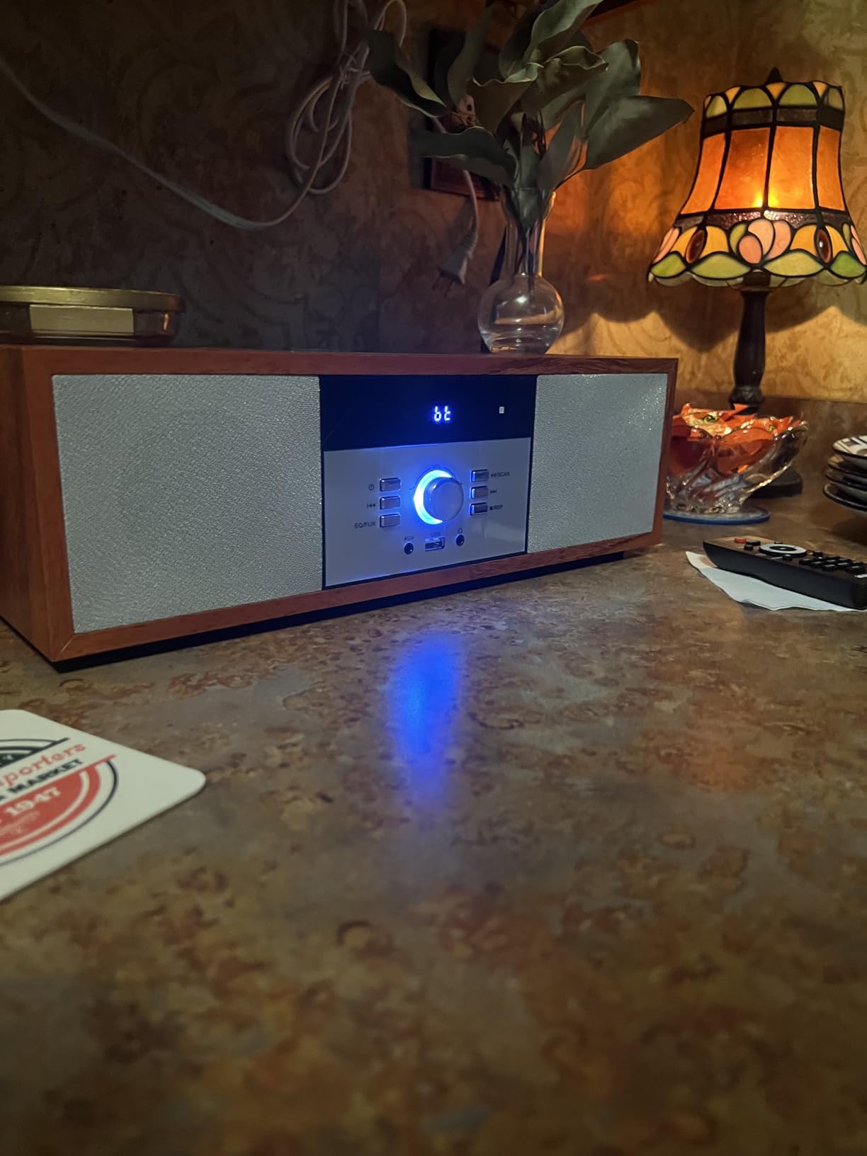 Nostalgic Bluetooth Stereo System for Home, WISCENT Vintage Micro HiFi Systems CD Player,with Bluetooth Audio Streaming,FM Radio,USB Port,Aux-in,Earphone Port (Brown) customer photo 2