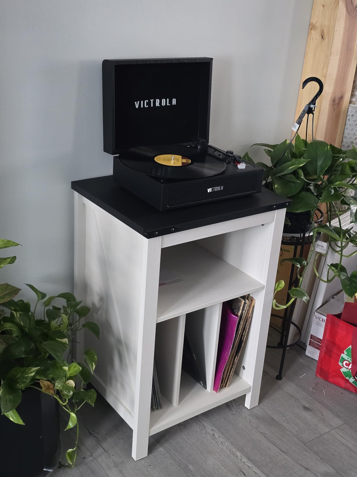 Joaxswe Record Player Stand with Vinyl Record Storage,Rustic Brown customer photo 1
