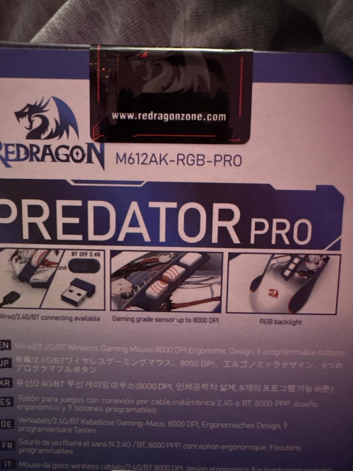 Redragon M612 Wireless RGB Optical Gaming Mouse 8000 DPI Remapping Keys customer photo 1