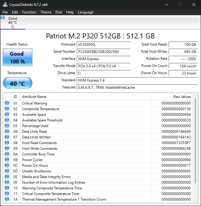 Patriot P320 512GB PCIe Gen 3x4 M.2 2280 SSD customer photo 2