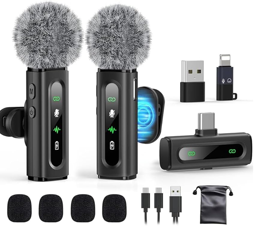 GoorDik Wireless Lavalier Microphone for iPhone, Android, USB C, PC, Camera Video Recording 4 in 1 Clip-on Mics with Rotatable Clip&Denoise Recording, for Vlog Tiktok YouTube Podcast Content Creator customer photo 2