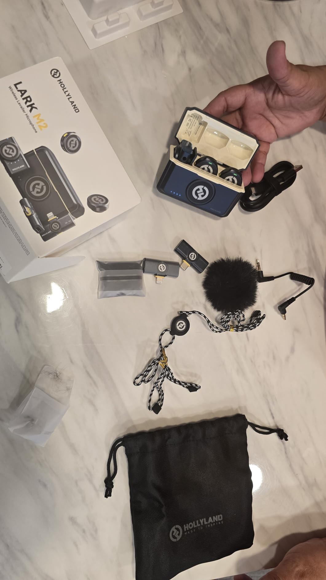 Hollyland Lark M2 Wireless Lavalier Microphone for iPhone/Android/Camera/PC/Laptop with Lightning/USB-C/Plug, 48KHz 24Bit, 1000ft Range, Noise Cancellation, 30H Battery for Video Recording, Streaming customer photo 2