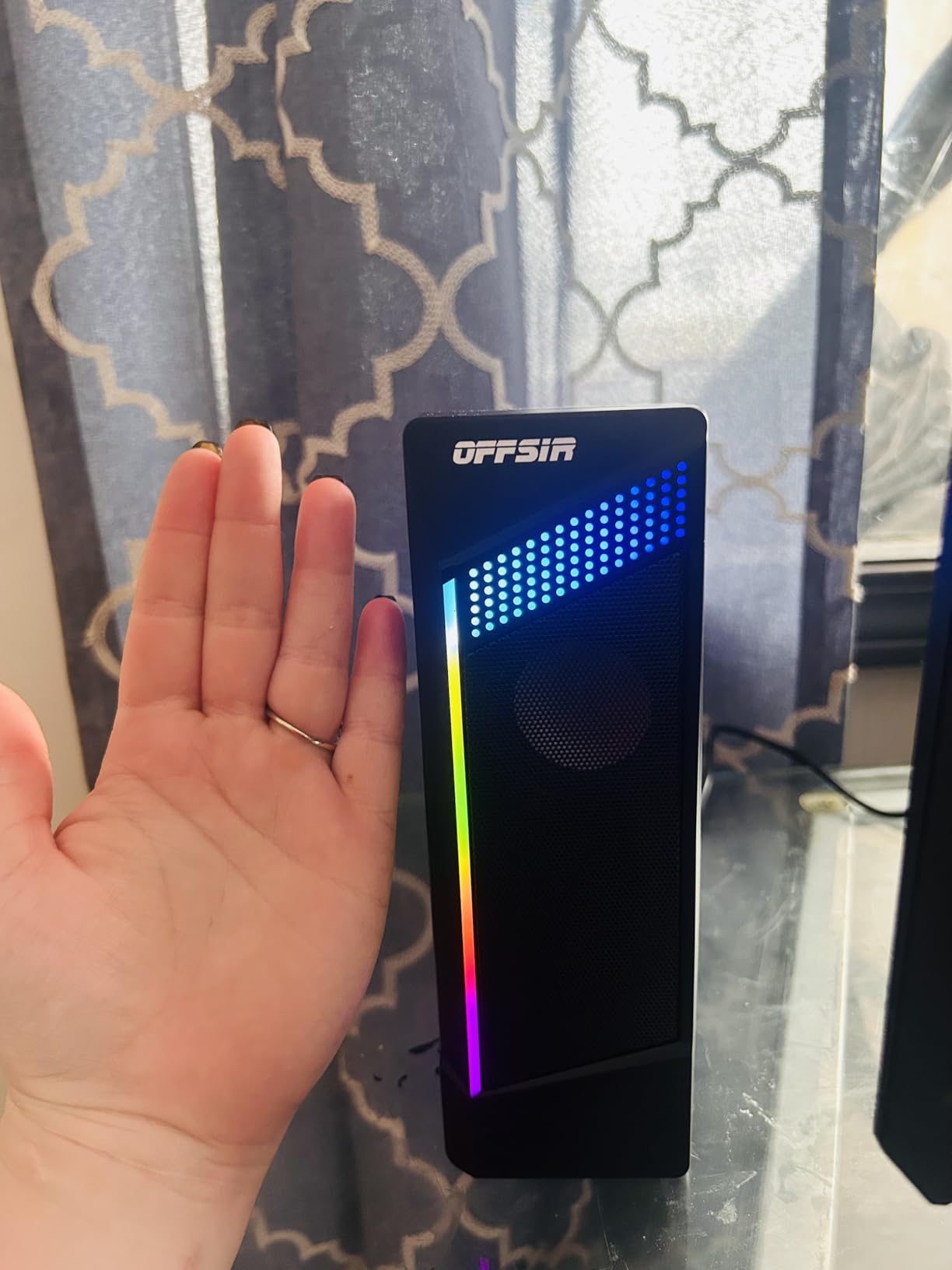 Computer Speakers, 2 in 1 PC Speaker , Gaming Speakers for PC Computer Laptop Desktop Monitor, RGB Speakers with Touch Sensitive Lighting, USB Powered 3.5mm Aux(Package Only Two Speaker, No Soundbar) customer photo 2