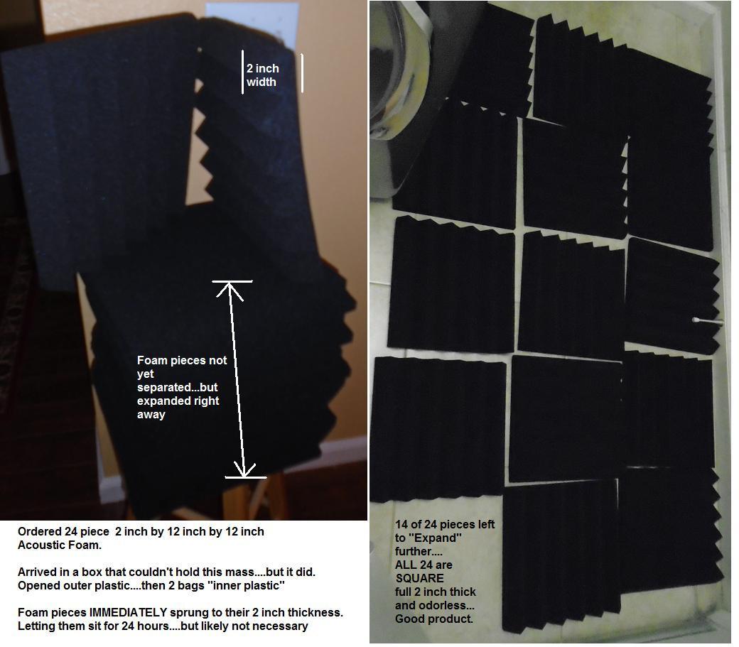 4 Pack Acoustic Foam Panels, 48 x 24 x 2