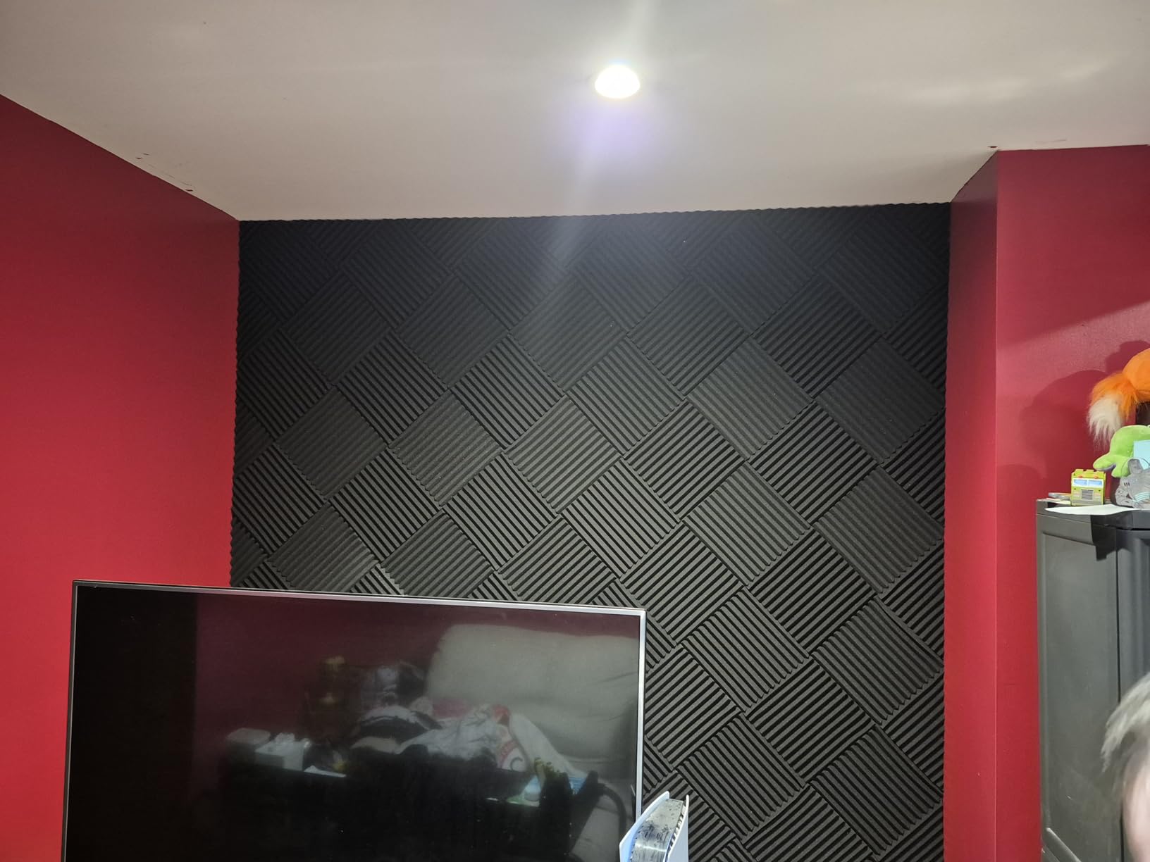 Knightsacoustic 96 Pack Sound Proof Foam Panels for Walls, 1 X 12 X 12 Inches Acoustic Foam Panels, High Density Acoustic Panels Sound Absorbing, Black Noise Cancelling Studio Wedges(NOT ADHESIVE) customer photo 1