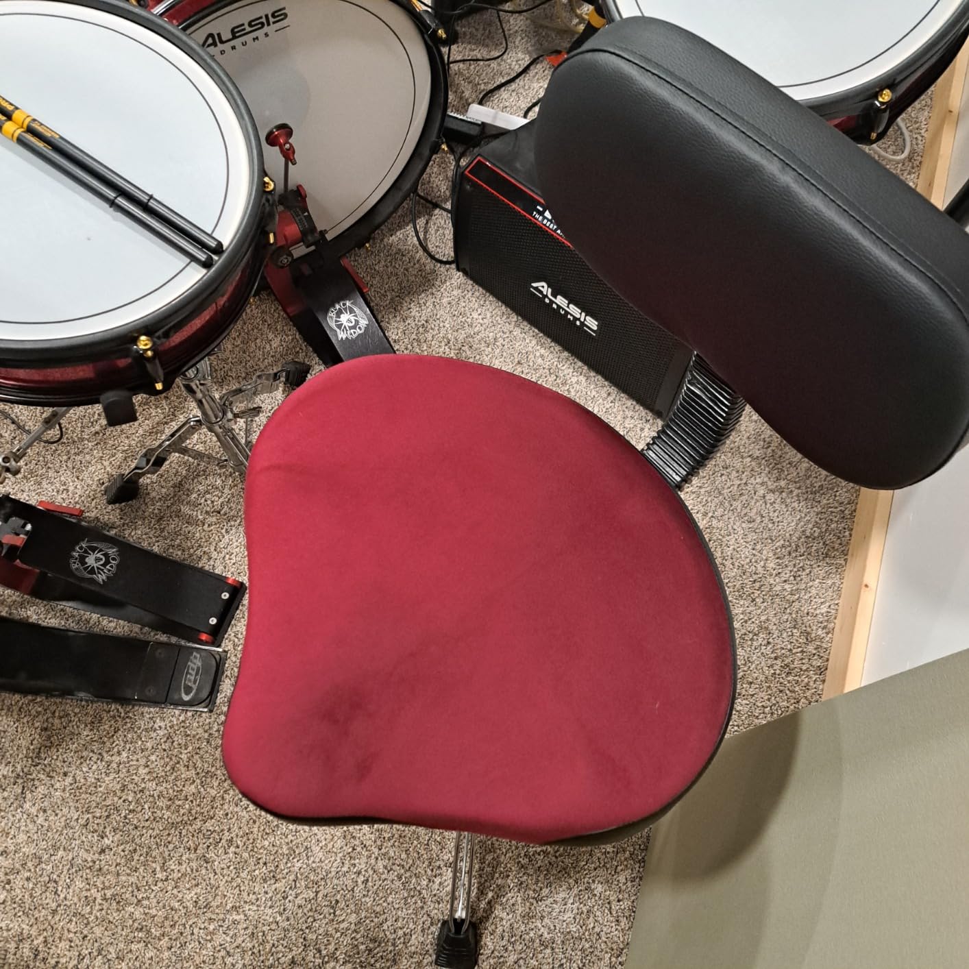 AKLOT Saddle Drum Throne, Hydraulic Druming Throne, Heavy Duty Seat, Height Adjustable Plush Chair, Motorcycle Style Drum Stool for Adults Drummers Grey customer photo 2