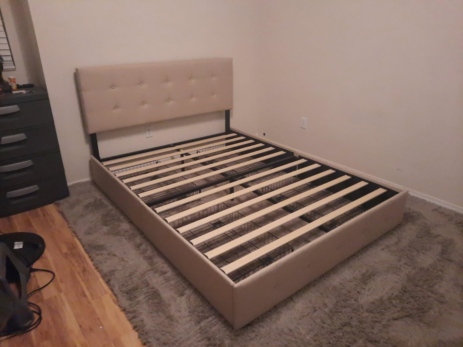 Allewie Queen Size Storage Bed Frame with 4 Underbed Drawers, Upholstered Platform Bed with Adjustable Headboard, Diamond Button Tufted, Easy Assembly, Noise-Free, No Box Spring Needed, Beige customer photo 2