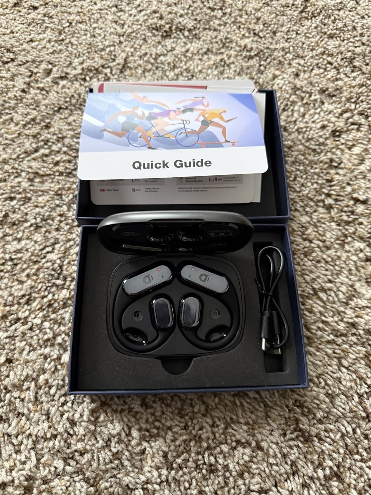 True Bone Conduction Headphones, Open Ear Earbuds with Ear Hooks, Up to 60 Hours Playtime with Charging Case, Bluetooth 5.3, IP68 Waterproof, for Running, Yoga, Gym, Sports customer photo 1