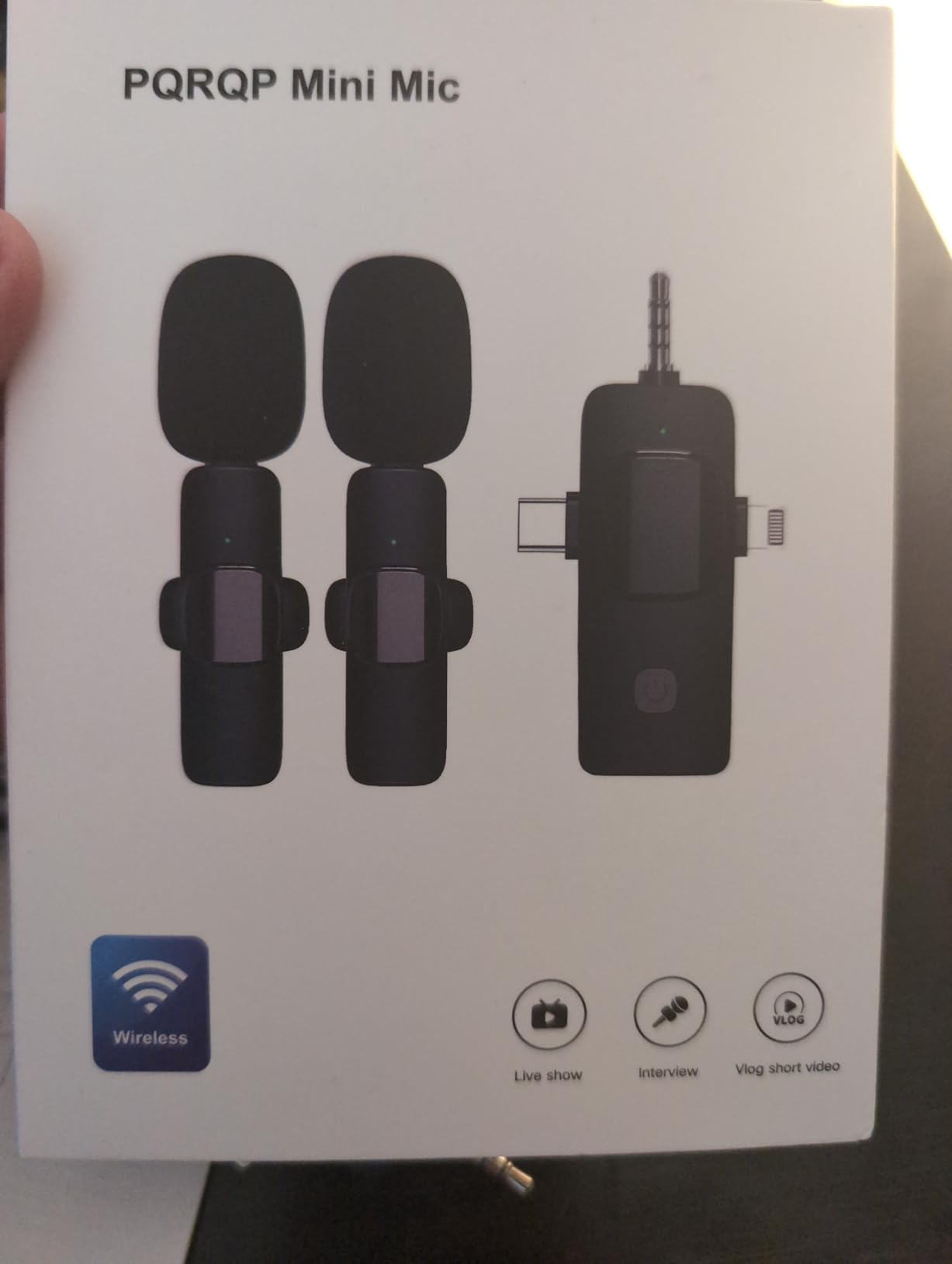 PQRQP 3 in 1 Professional Wireless Lavalier Microphone for iPhone/Android/Camera, Wireless Microphones, Mini Microphone, Crystal Clear Sound Quality for Recording, Live Streaming, Clips-Elegant Black customer photo 1