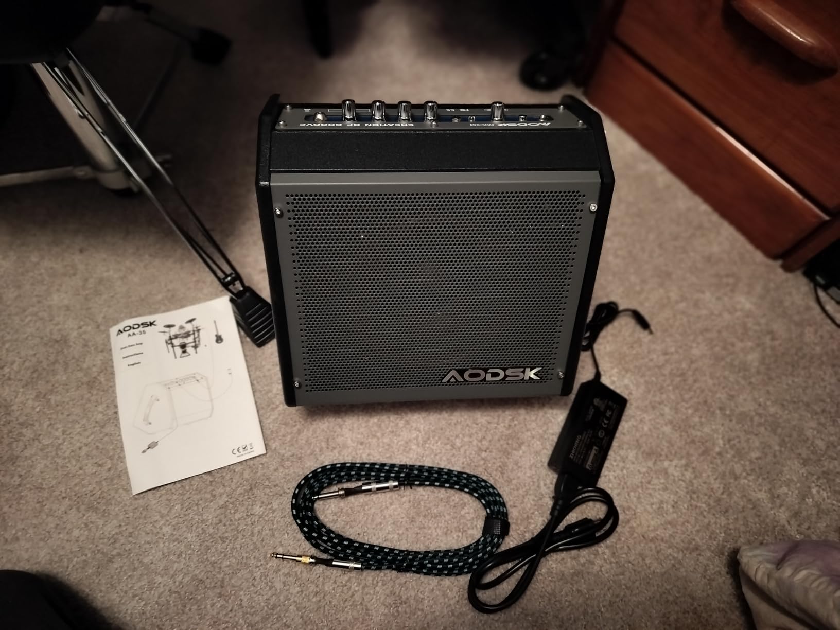 AODSK 35W Professional Electronic Drum Amplifier | Dual Speakers (8