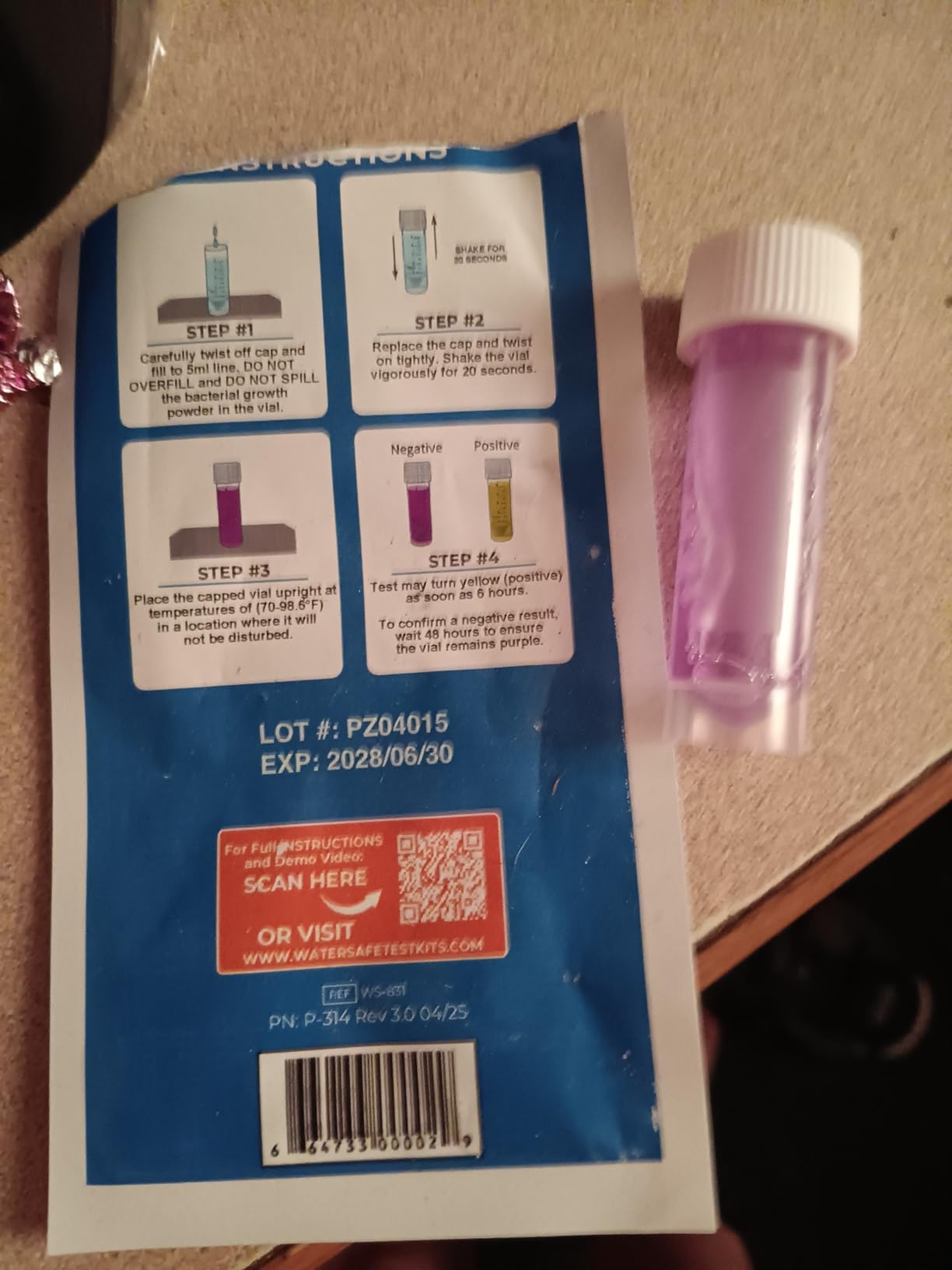 Watersafe® Bacteria Water Test Kit – USA-Made – Results as Fast as 6 Hours – Detects Coliform (Inc. E. coli) & Non-Coliform Bacteria in Drinking, Well & Tap Water – Lab-Quality Testing – 1 Pack customer photo 2