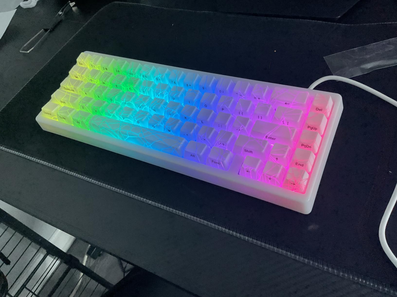 x XVX M67 Wireless 60% Percent Keyboard, QMK/VIA Topographic Gaming Keyboard, Tri-Mode Thocky Creamy Mechanical Key board, Hot Swappable Gasket Mount RGB IMD Tech for Win/Mac, Miami Theme, Black customer photo 1