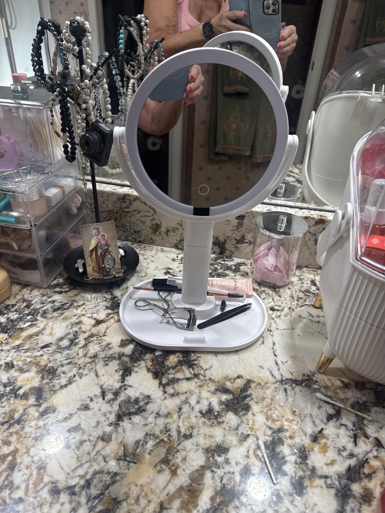 B Beauty Planet Makeup Mirror, Double-Sided Lighted Magnifying Mirror 30X customer photo 2