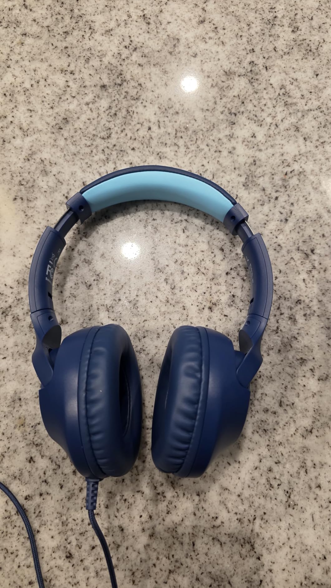 Kids Headphones Wired for School, 3.5mm Safe Volume Limited with Mic, Navy customer photo 2