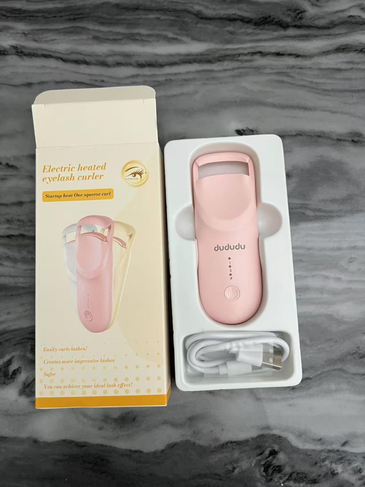 DUDUDU Heated Eyelash Curler, Portable Travel-Size Mini Electric Heated Lash Curler - 2-Level Adjustable Temp & Type-C Recharge, 10S Heat 3S Style 24H Lift for Long-Lasting Natural Effortless Curves customer photo 1