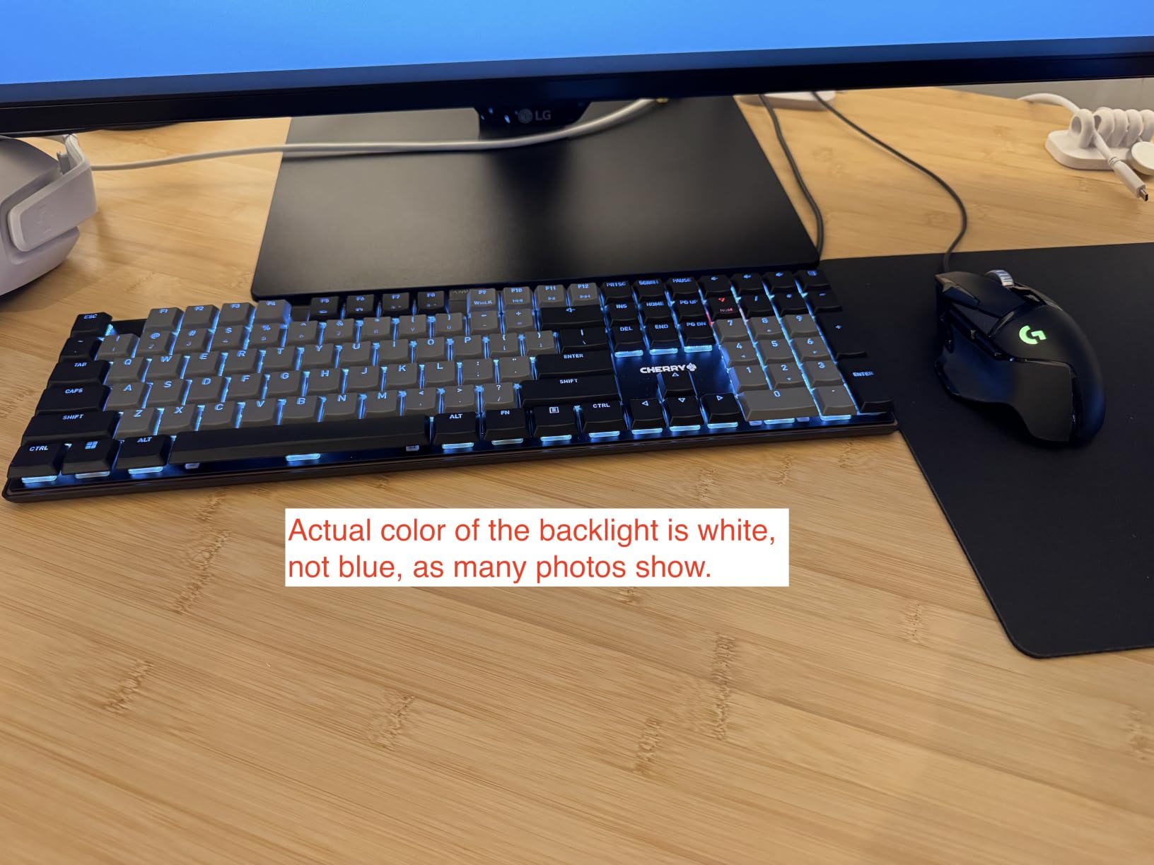 Cherry KC 500 MX LP, Mechanical Low Profile Keyboard, Wired (USB-A), Slim Design, Durable PBT Keycaps, Dimmable White Lighting, MX LP 2.0 Ivory Switches, Gray customer photo 2