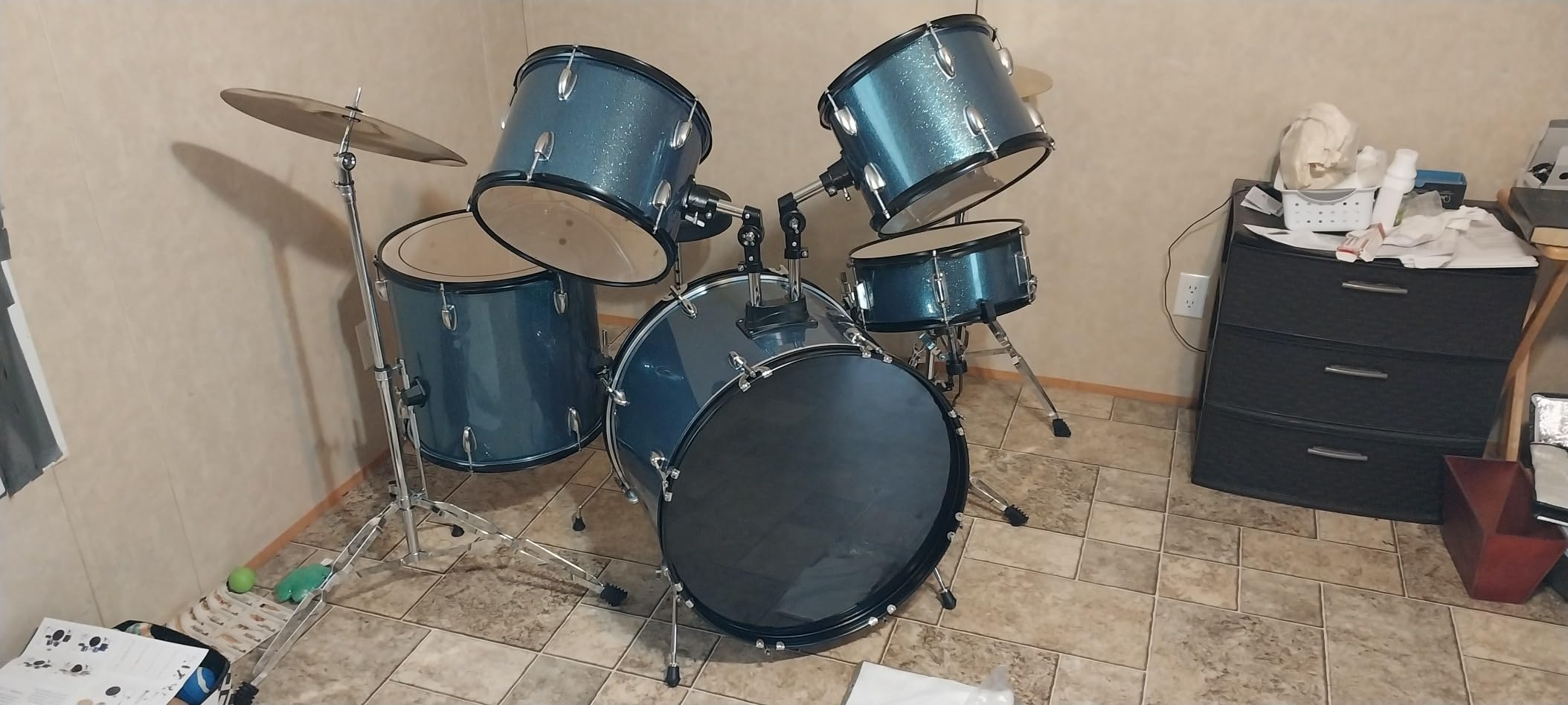Ktaxon 22 Inch Drum Set Adult, 5-Piece Full Size Poplar Drumset, Champagne customer photo 2