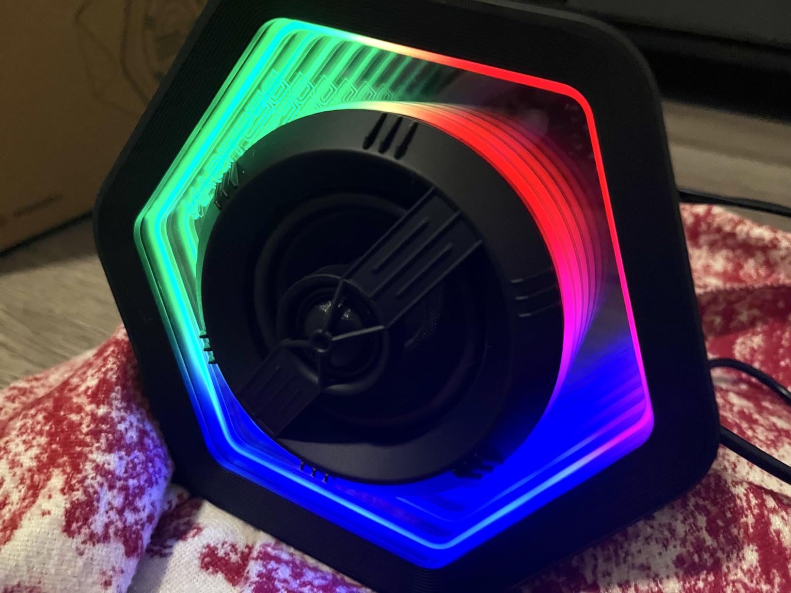 Computer Gaming Speakers, 50W Active Desktop Speakers with Infinity Mirror 3D Tunnel RGB (8 Modes), Bluetooth 5.3, AUX in, Headphone Out & Type-C Input, 3 EQ Modes, AC Powered for PC/Laptop/TV customer photo 2