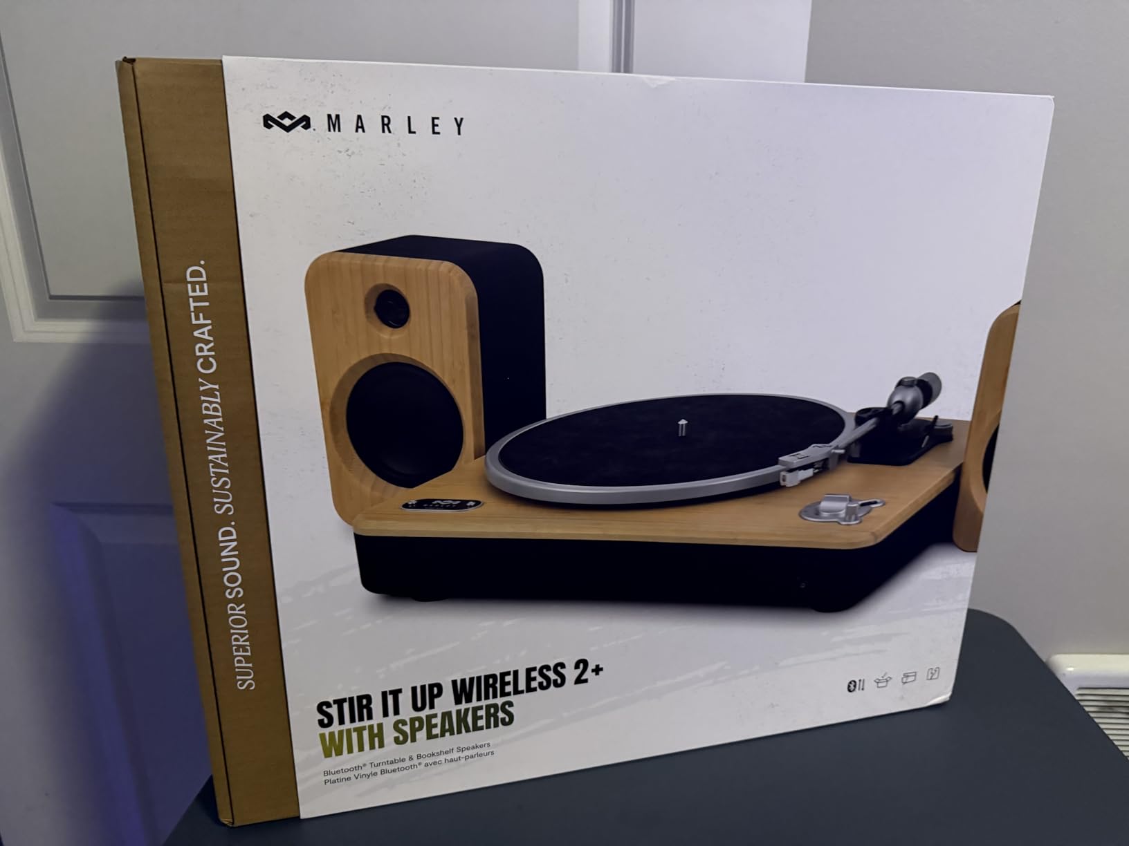 House of Marley Stir It Up Wireless 2 Turntable - Bluetooth Record Player, 2-Speed Sustainably Made Vinyl Player, Turntables for Vinyl Records with Audio Technica Cartridge & Built-in Pre-Amp, Bamboo customer photo 2