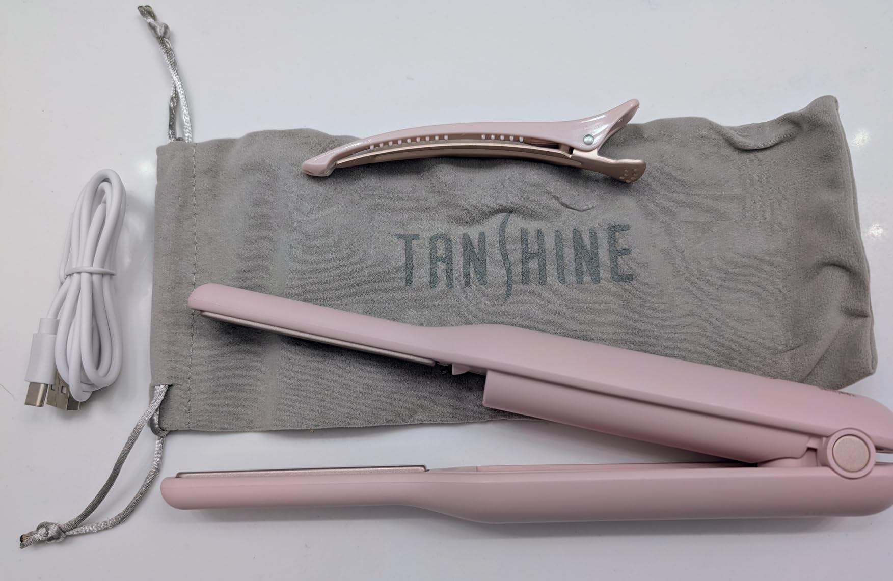 TANSHINE Cordless Mini Flat Iron for Bangs & Short Hair, USB-C Rechargeable Travel Hair Straightener with Negative Ions customer photo 1