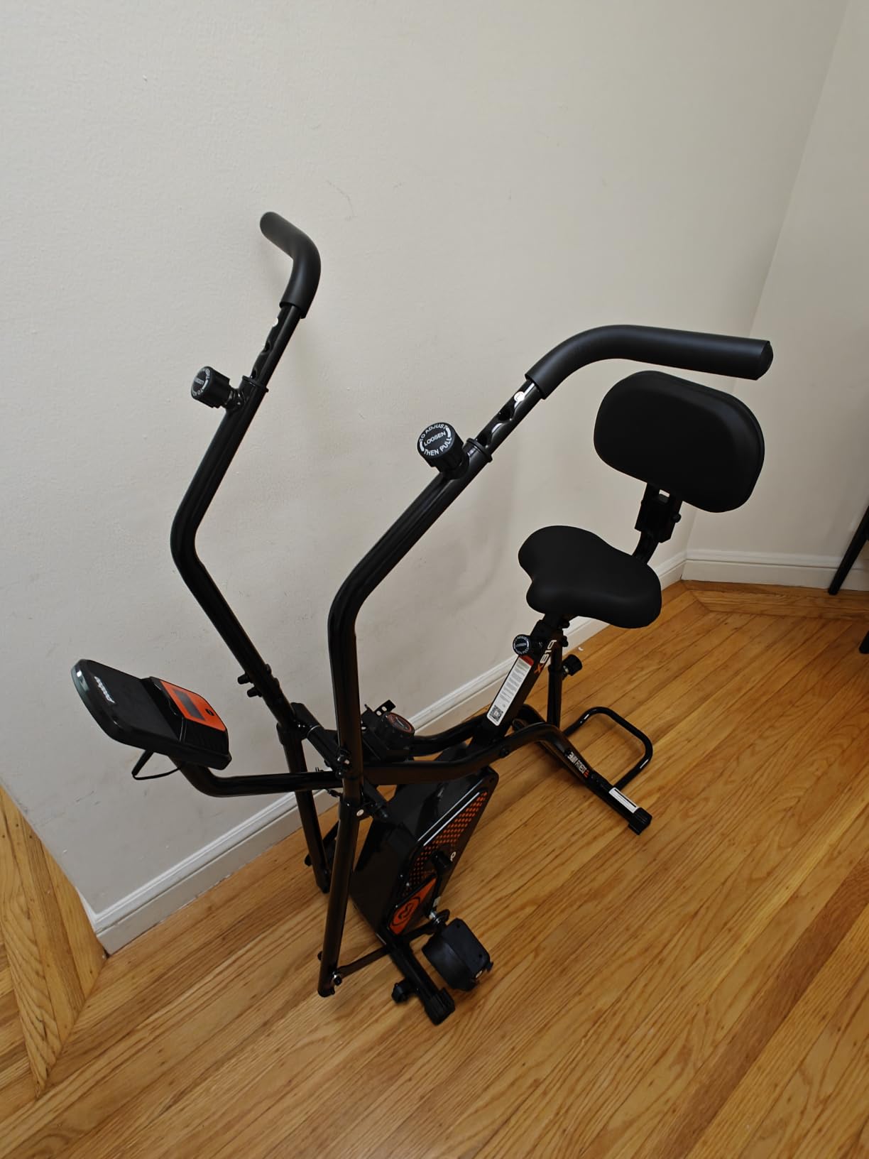 pooboo Folding Magnetic X‑Bike, Upright Exercise Bike for Home Gym customer photo 1