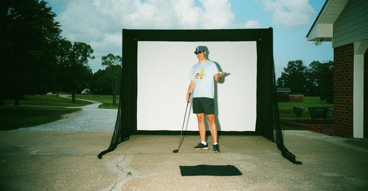 GoSports Golf Simulator Enclosure with Impact Screen and Shank Nets - 10 x 8 ft Golf Sim with HD Impact Screen Kit for at Home Practice customer photo 2