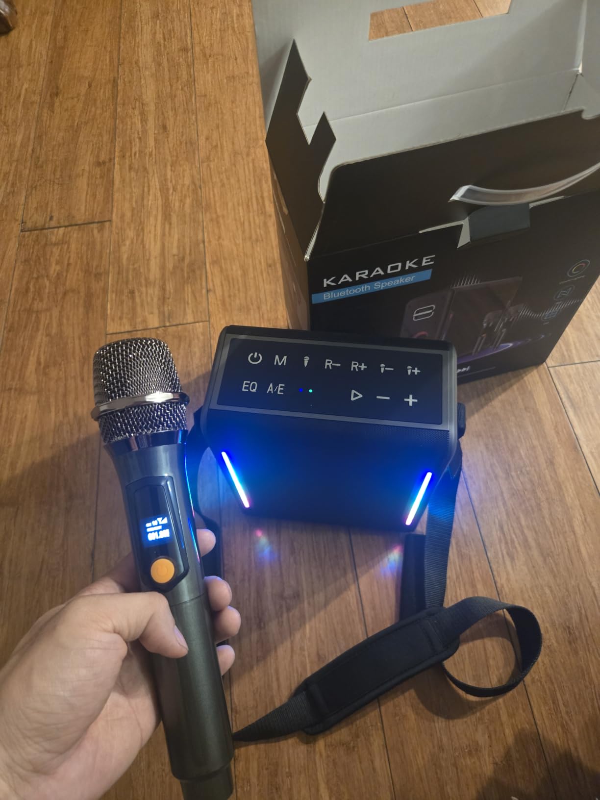 Portable Karaoke Machine, with 2 Wireless Microphones & LED Party Lights customer photo 2
