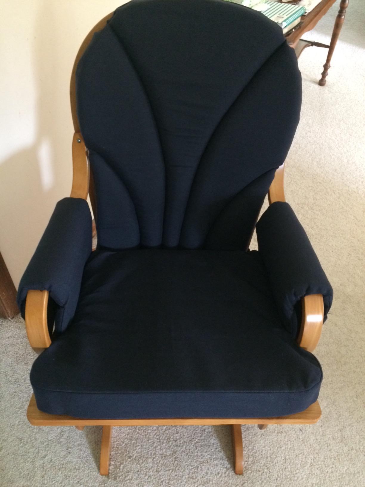Foundations Lullaby Wood Base Glider Rocker Chair, Navy Polyester customer photo 2